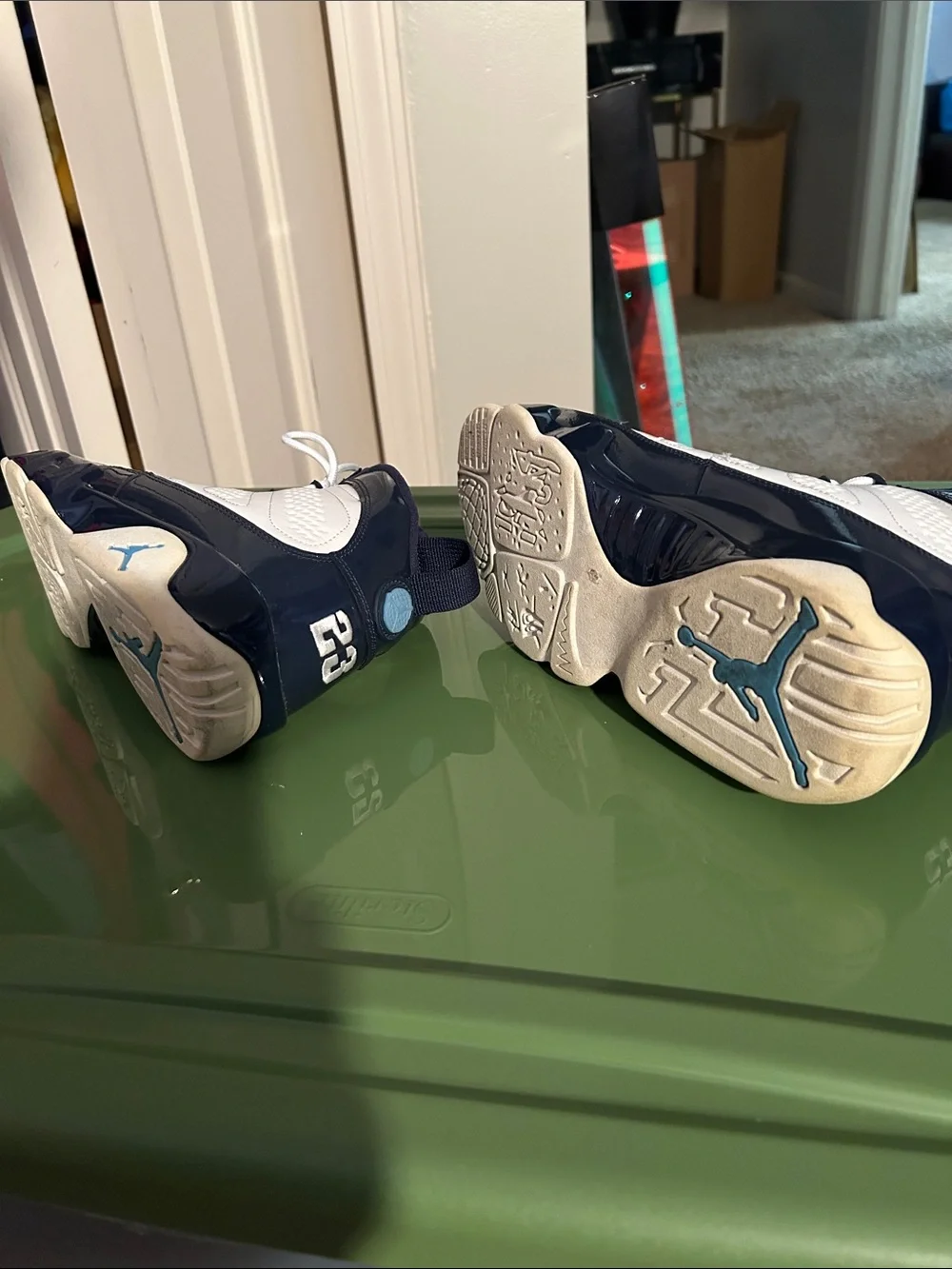 Authentic Jordan White and Navy Patent Leather Retro High Tops